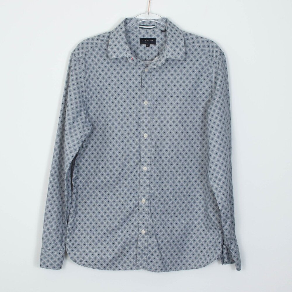 Ted Baker Sanlon Button Down Long Sleeve Slim Fit Shirt Mens Size 4 Large